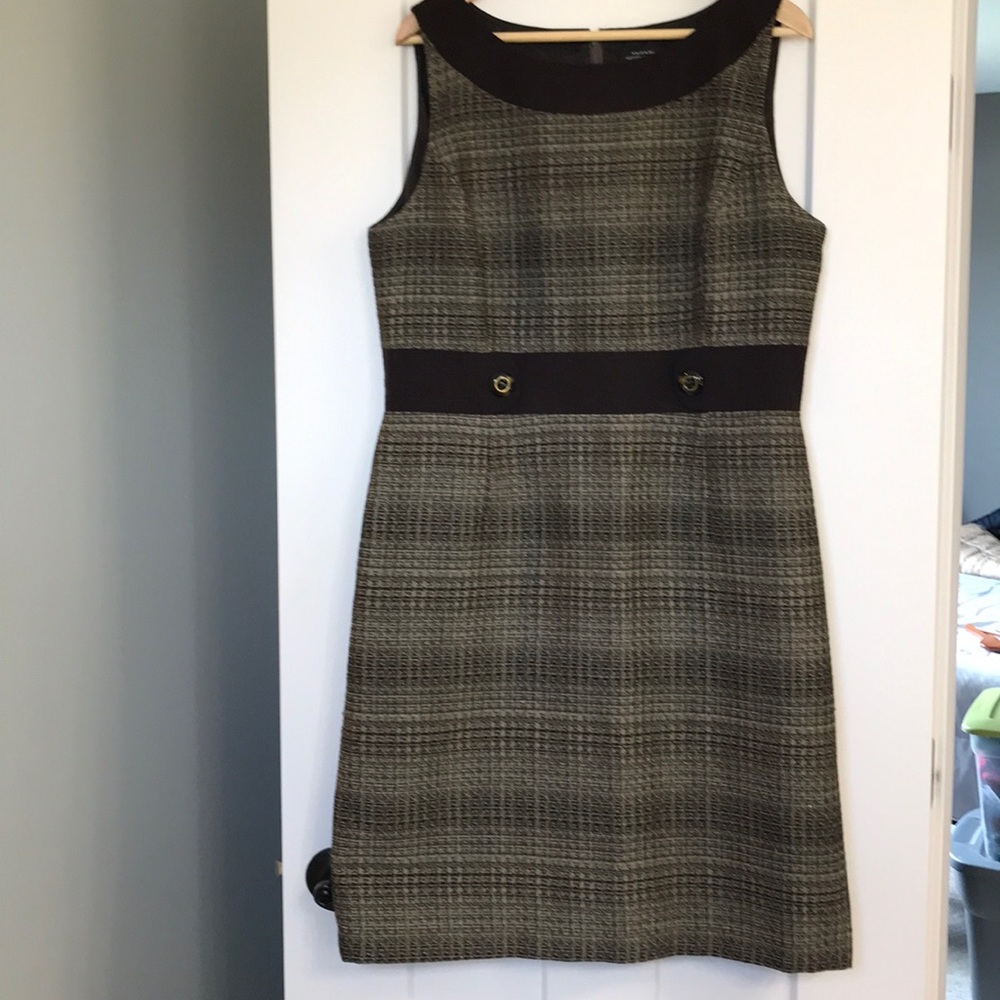 Tahari Brown and Khaki Sheath Dress size 14